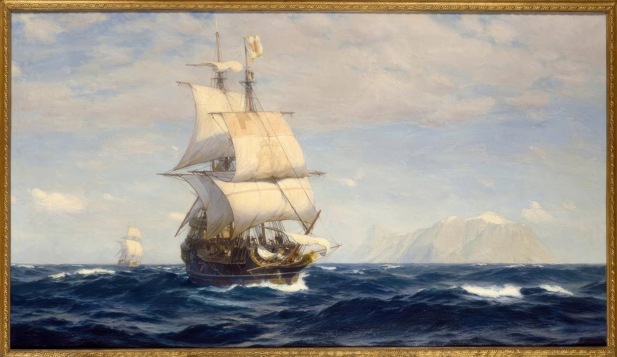 John Fraser: Magellan in the Strait / maleri af John Fraser
