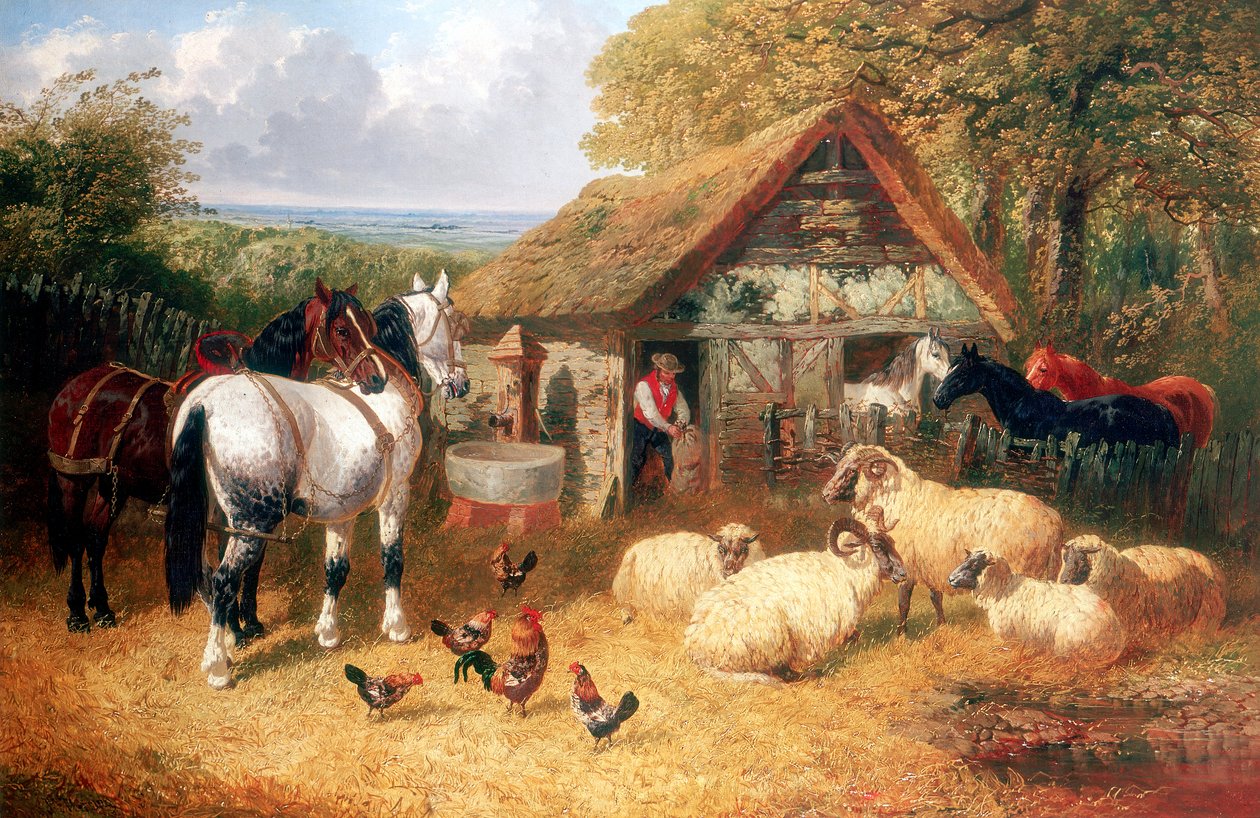 Gårdsscene, c1840-c1900 af John Frederick Herring II