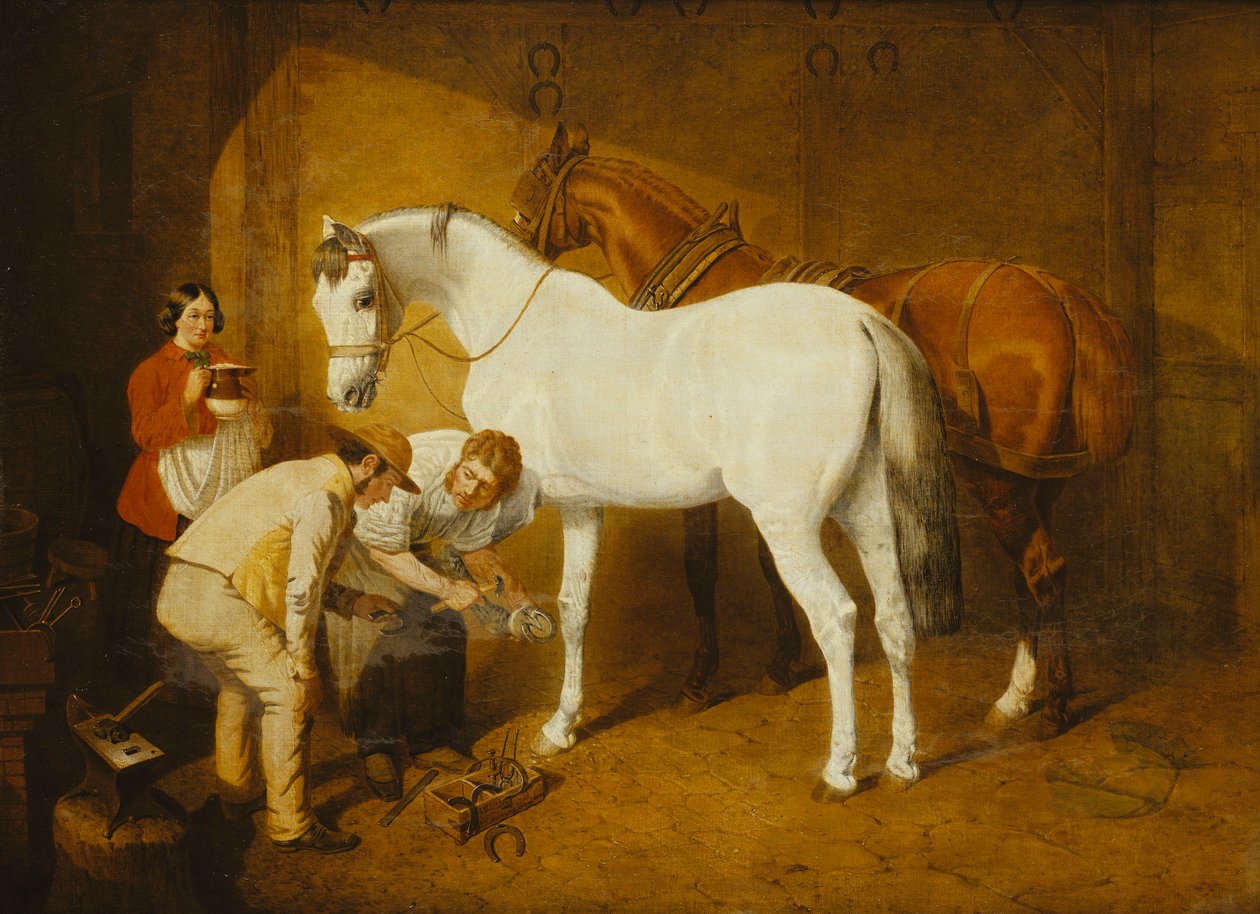 Shoeing the Favorite, 1865 af John Frederick Herring Senior