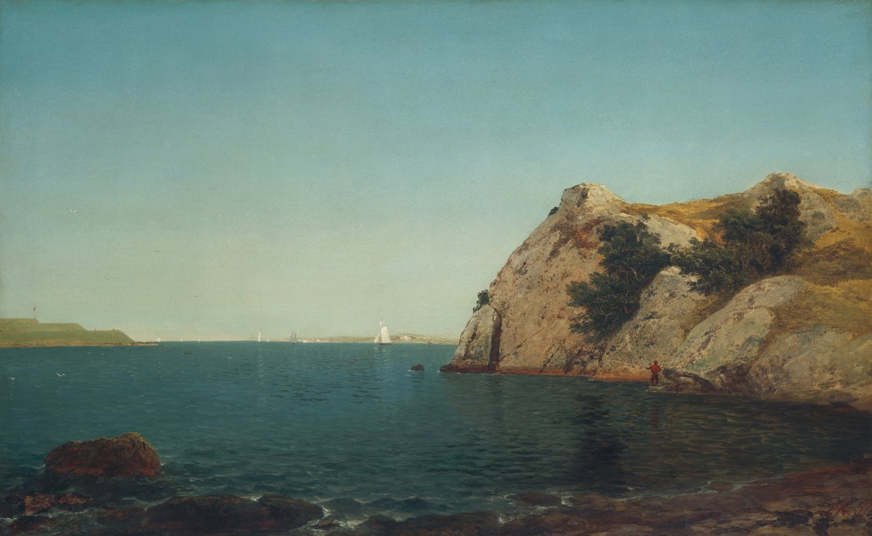 Beacon Rock, Newport Harbor af John Frederick Kensett