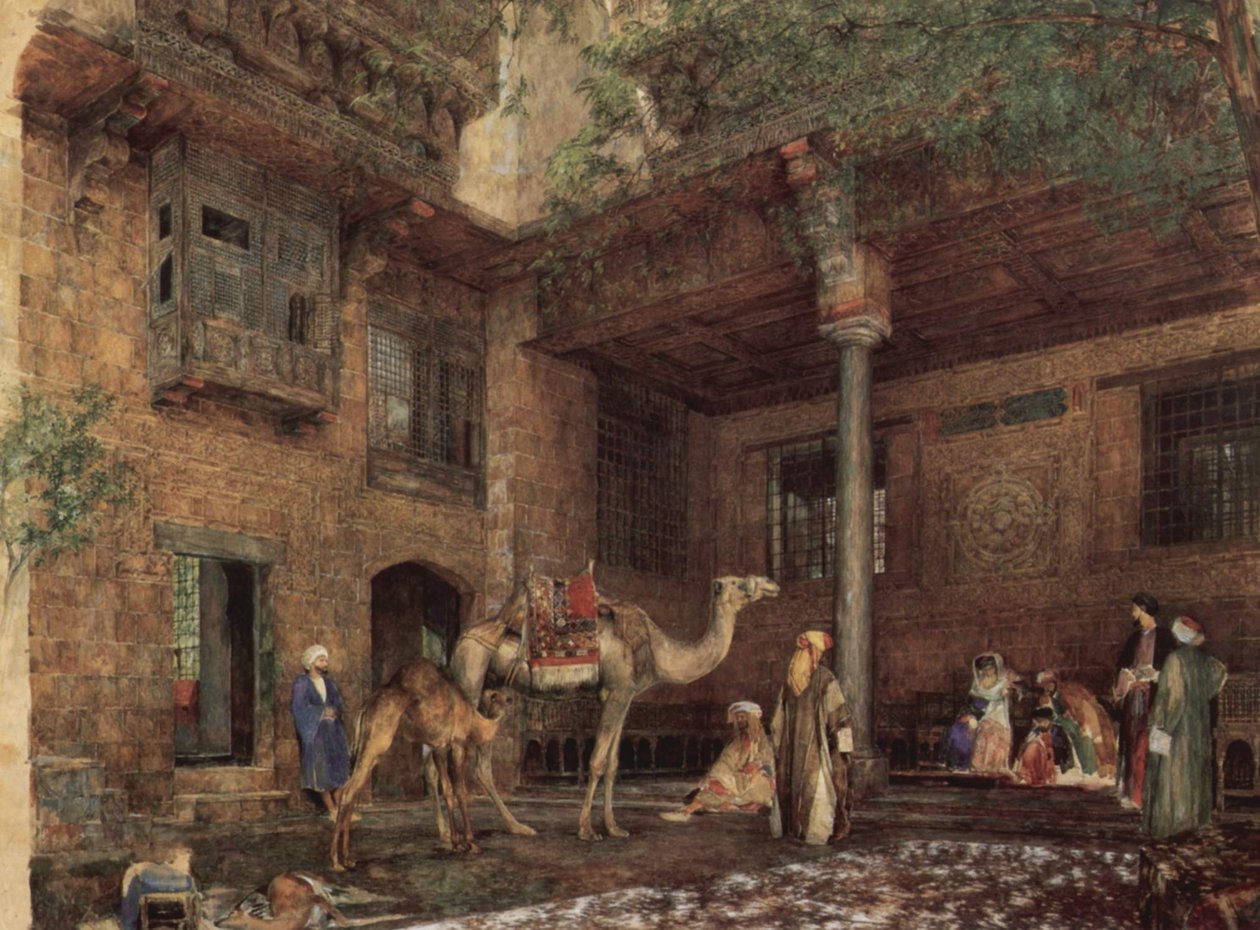 Gårdspladsen ved malerens hus, Cairo af John Frederick Lewis