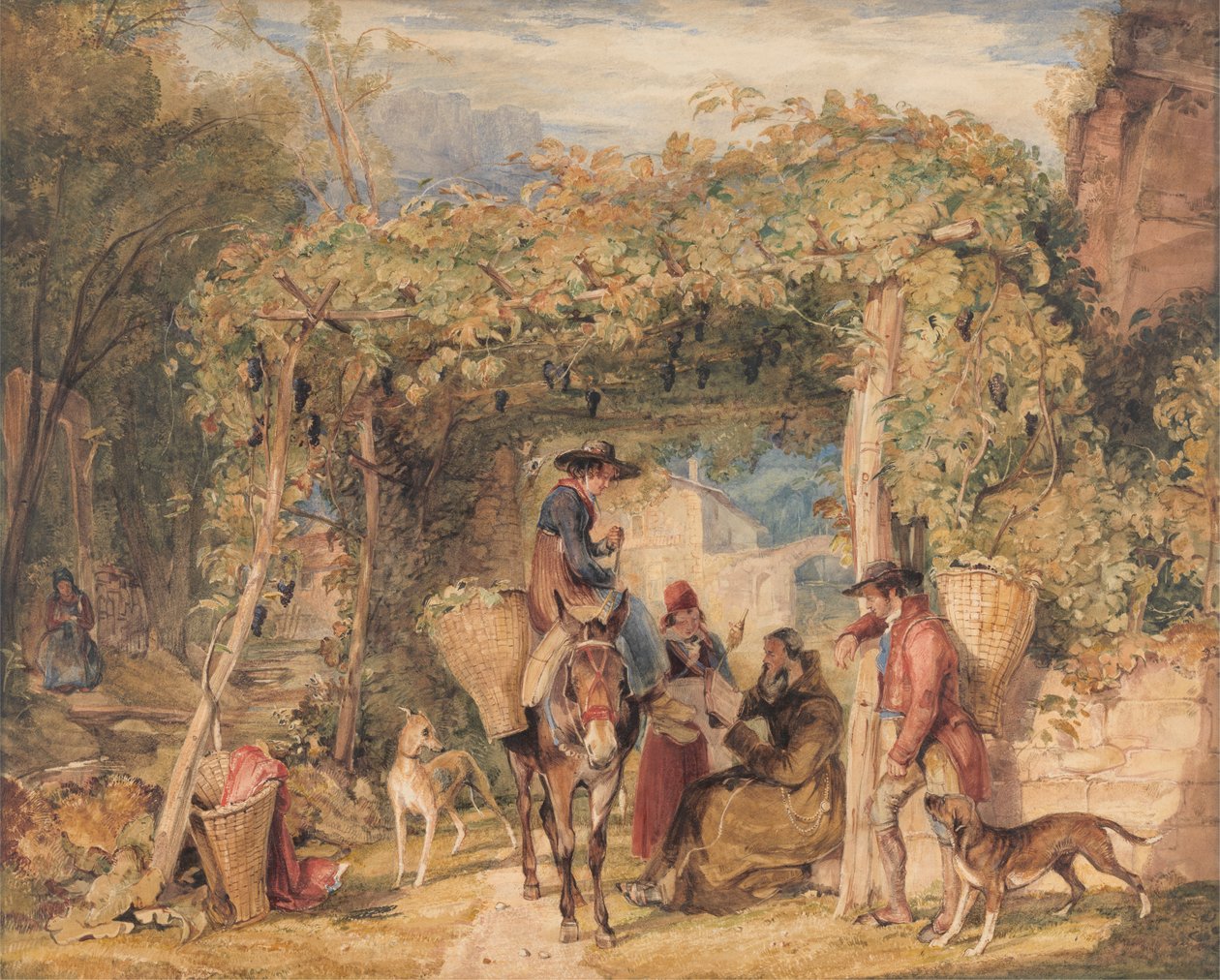 Figurer og dyr i en vingård af John Frederick Lewis