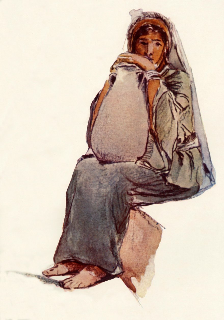 Vandbærer siddende figur, Jerusalem, 1902. af John Fulleylove