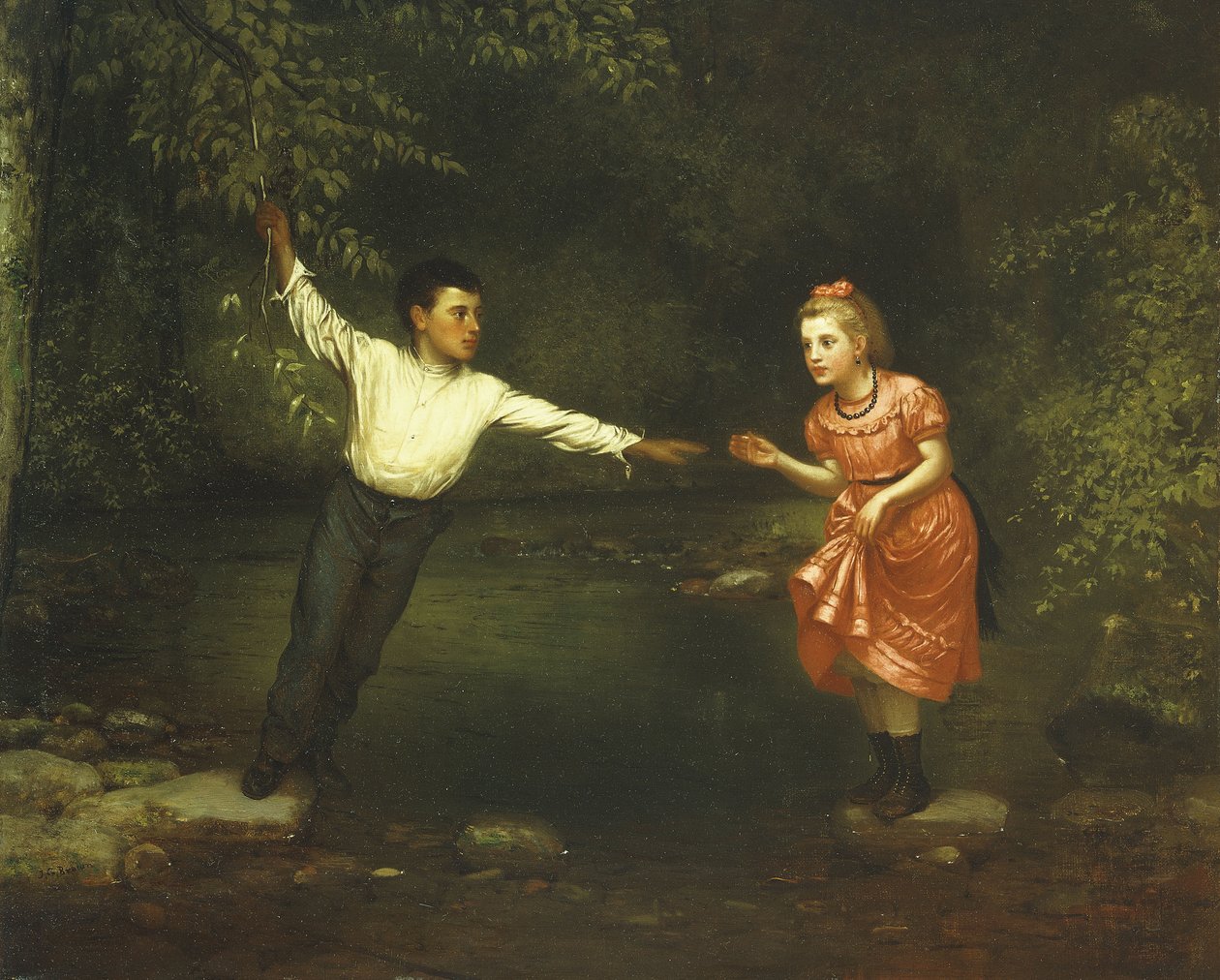 Trappesten over åen, af John George Brown