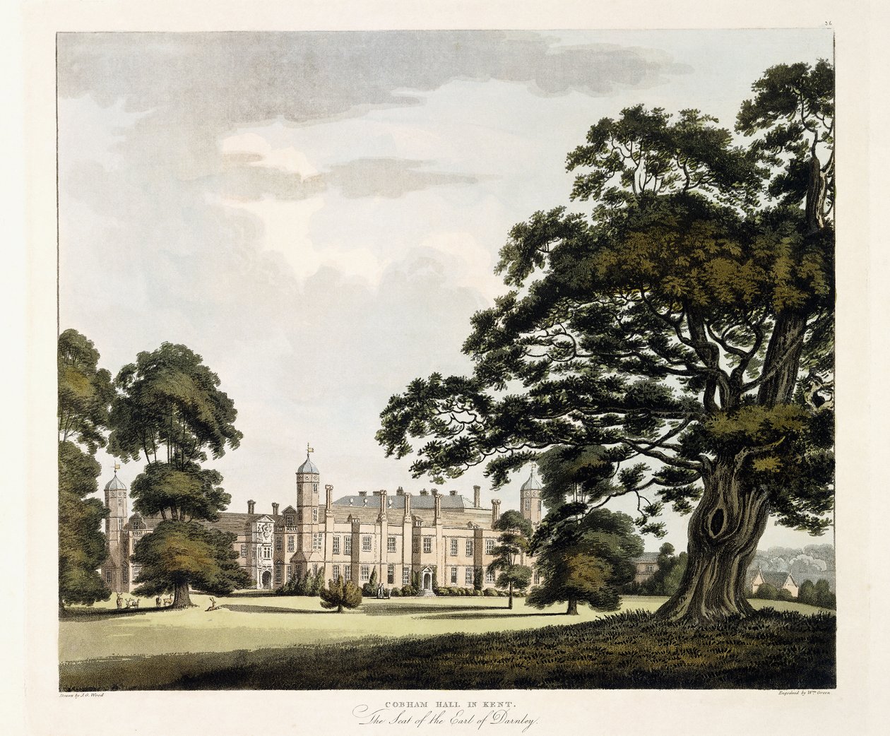Cobham Hall i Kent, 1800 af John George Wood