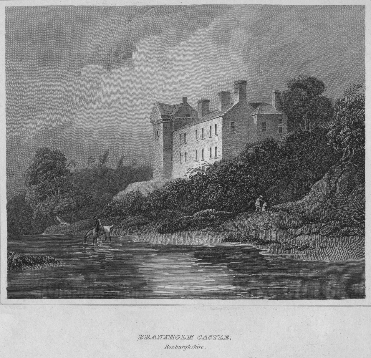 Branxholm Castle, Roxburghshire, 1814 af John Greig