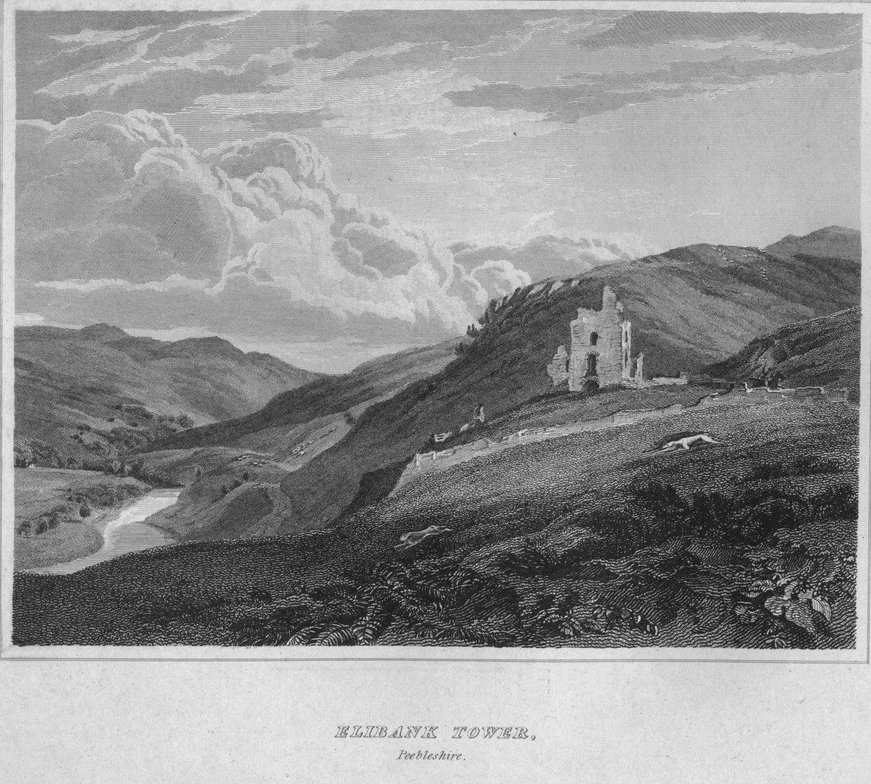 Elibank Tower, Peeblesshire, 1814 af John Greig