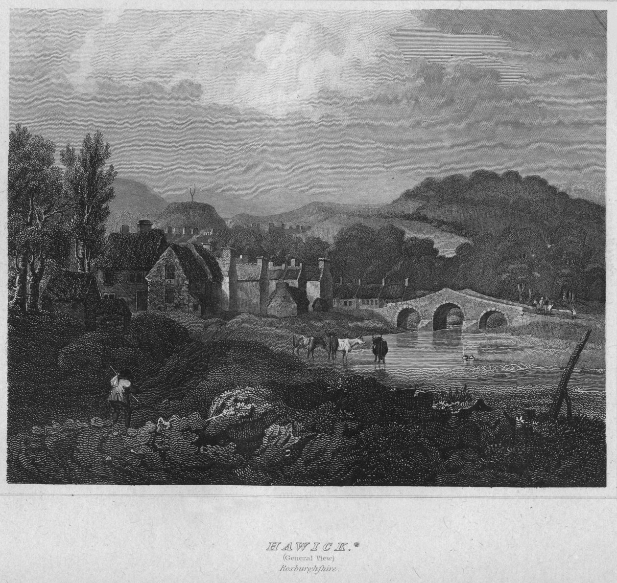 Hawick. Generel visning. Roxburghshire, 1814 af John Greig