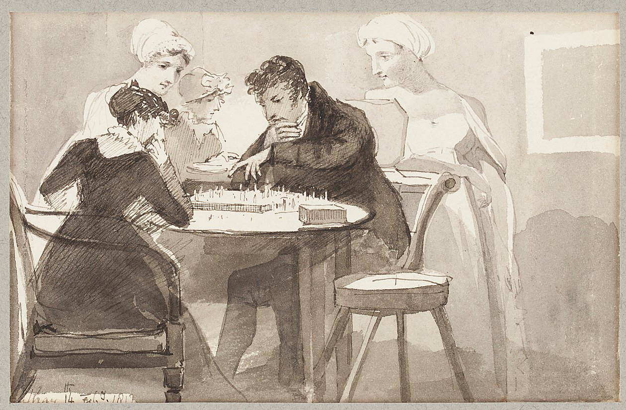 Skak, 1812 (wc på papir) af John Harden