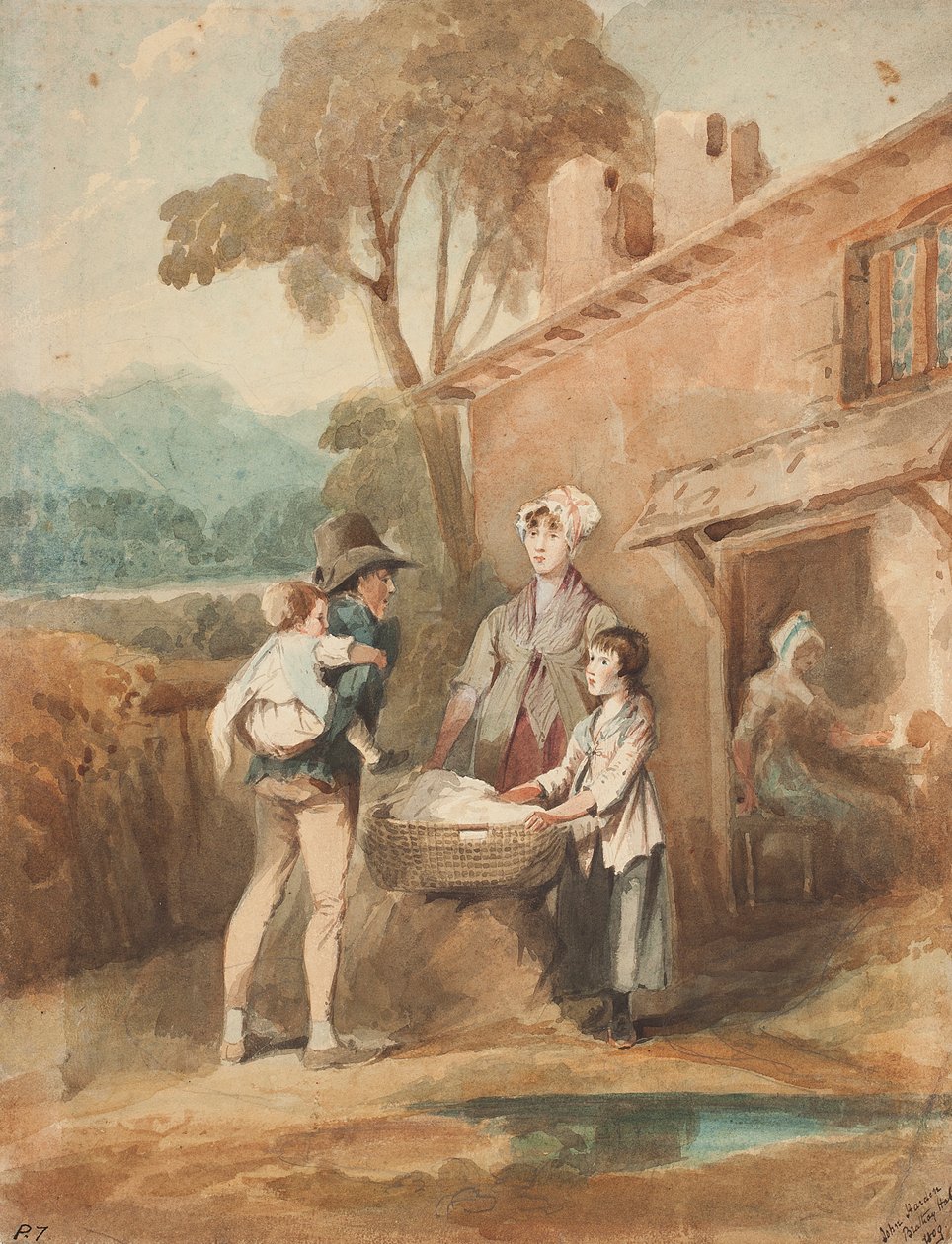 Vaskeri, 1809 (wc på papir) af John Harden