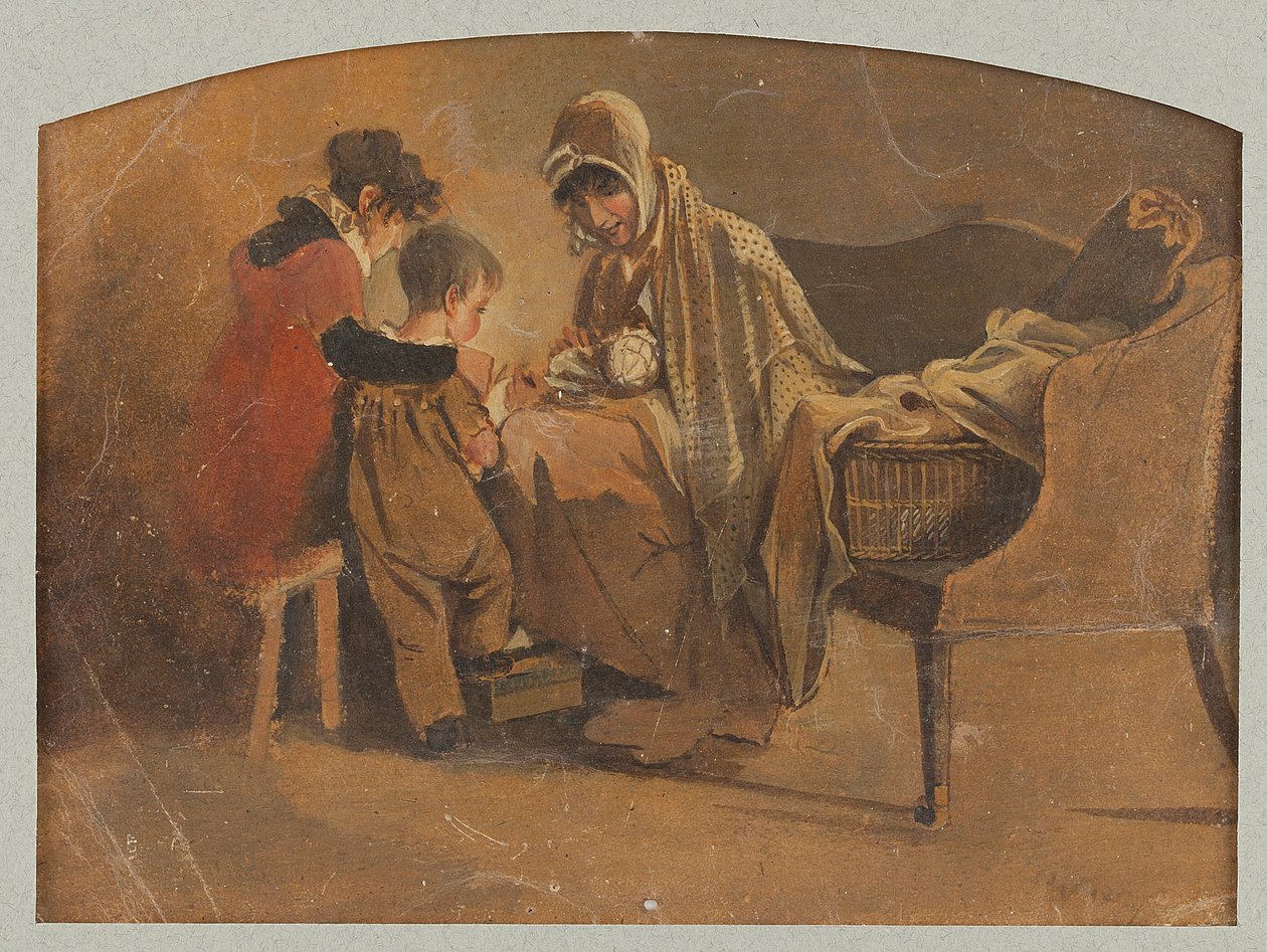 Mor med baby (wc på papir) af John Harden