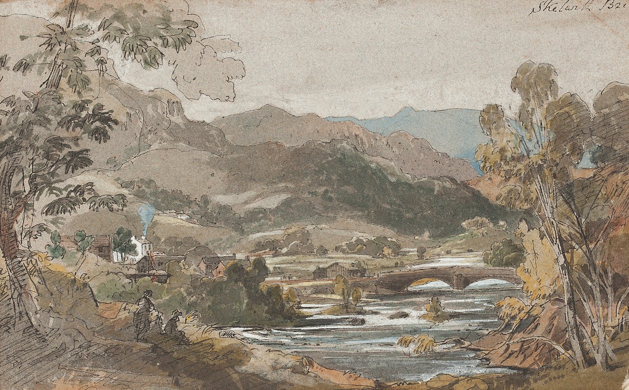 Skelwith Bridge, 1812 (wc på papir) af John Harden