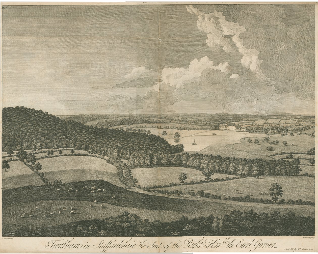 Trentham Hall: gravering, nd [c 1751] af John Harris