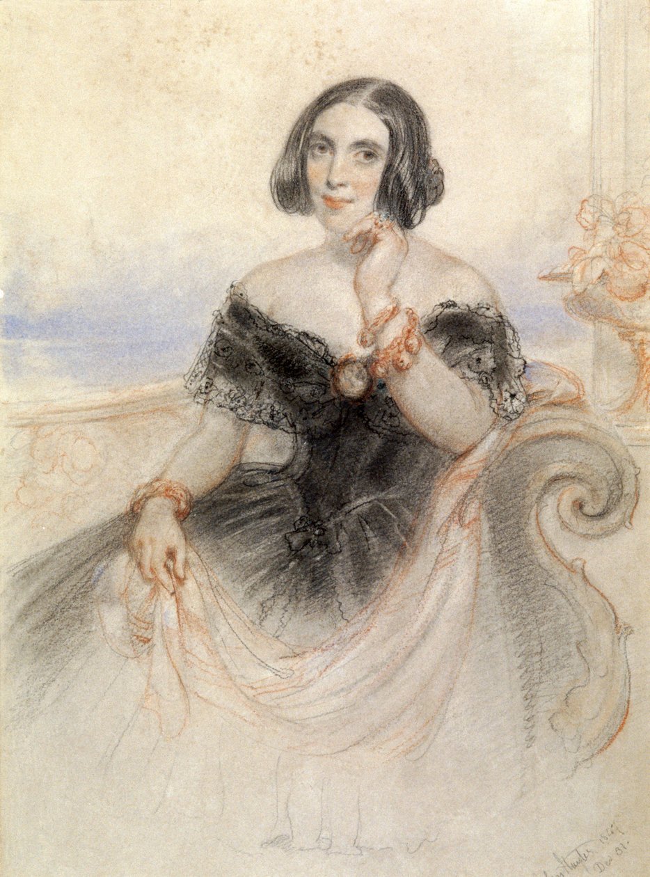 Dame i sort kjole, 1847 af John Hayter
