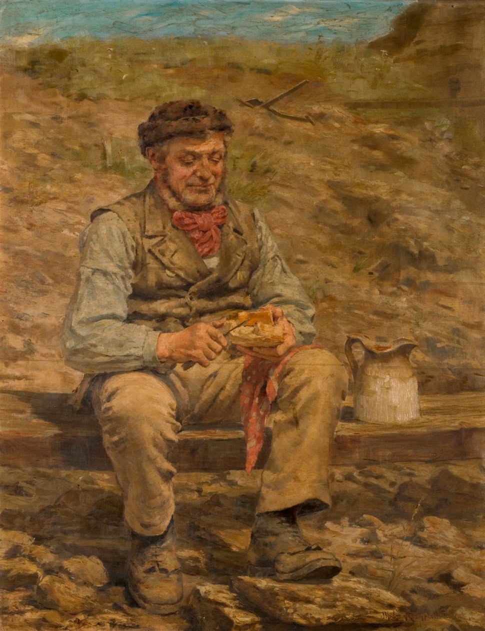 Arbejder spiser frokost, 1886-87 af John Hodgson Campbell