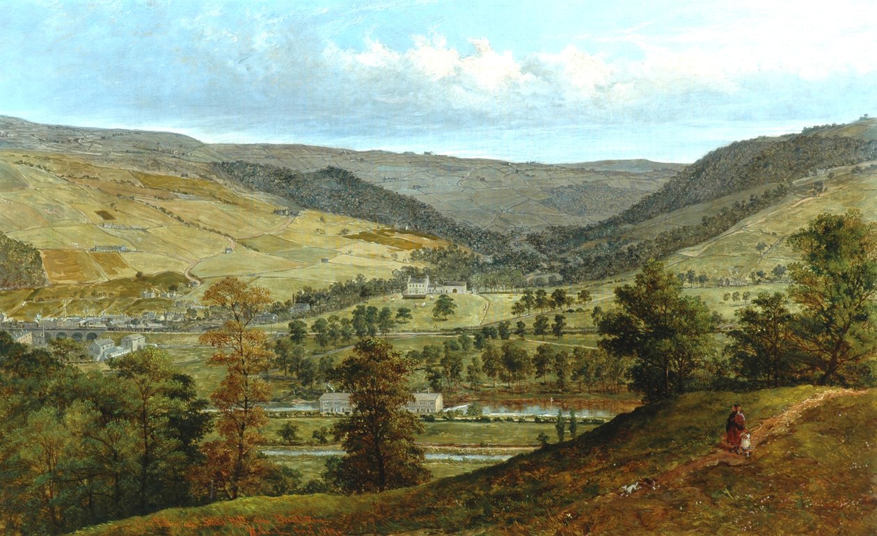 Cragg Vale & Stocks Hall fra Broadbottom, 1869 af John Holland