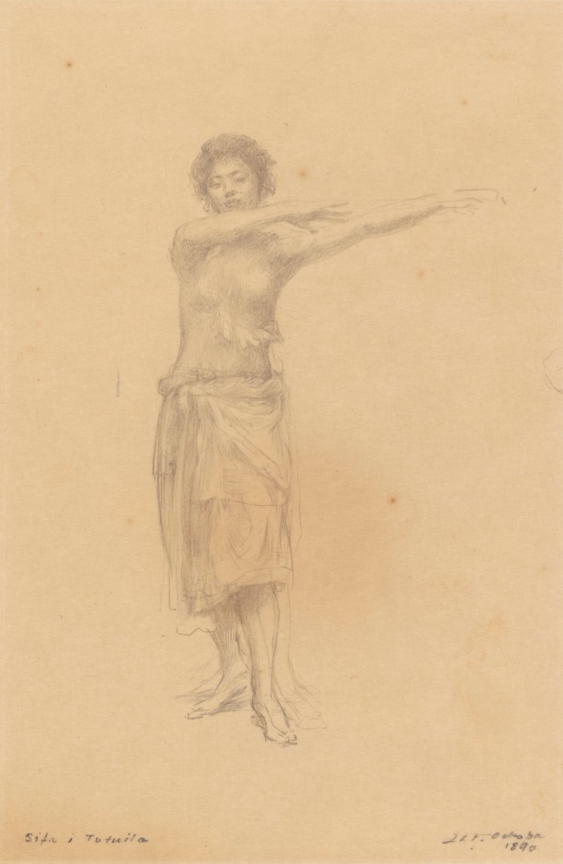 Taupo danser den stående Siva, Samoa af John La Farge