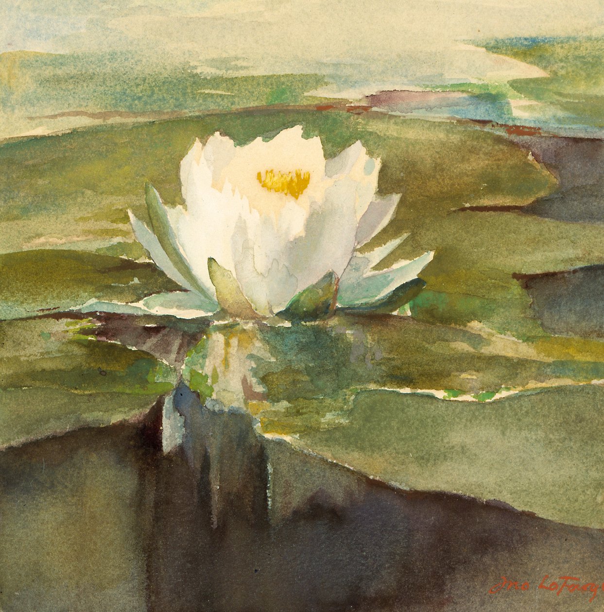 Åkande i sollys, ca. 1883. af John La Farge