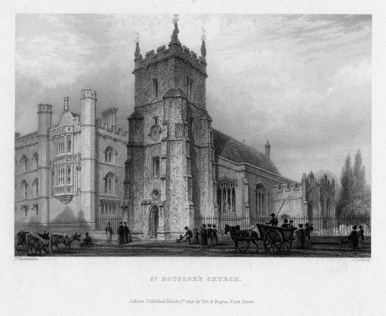 St Botolphs Church, Boston, Lincolnshire, 1842. af John Le Keux