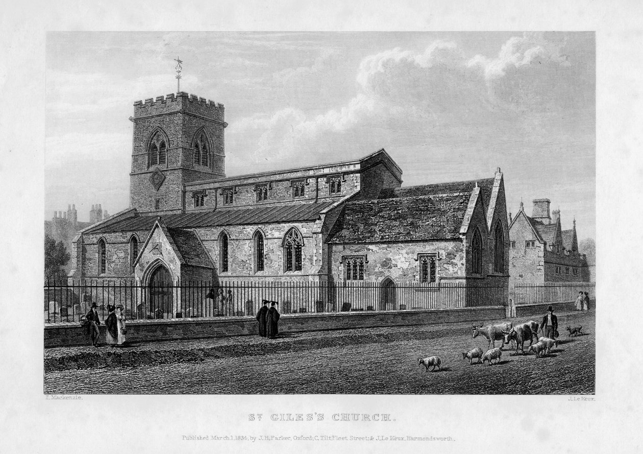 St Giles Church, Oxford, 1834. af John Le Keux