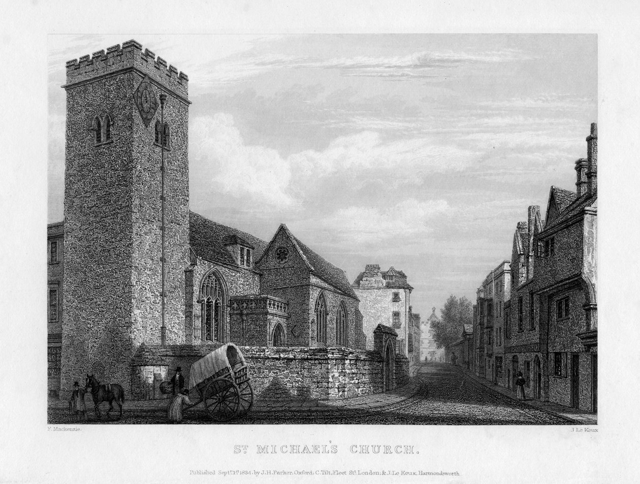 St Michaels Church, Oxford, 1834. af John Le Keux