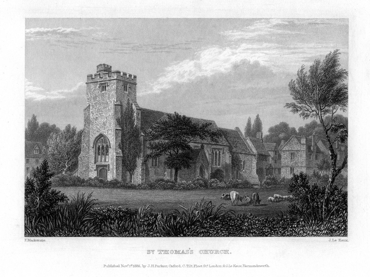 St Thomas Church, Oxford, 1835. af John Le Keux