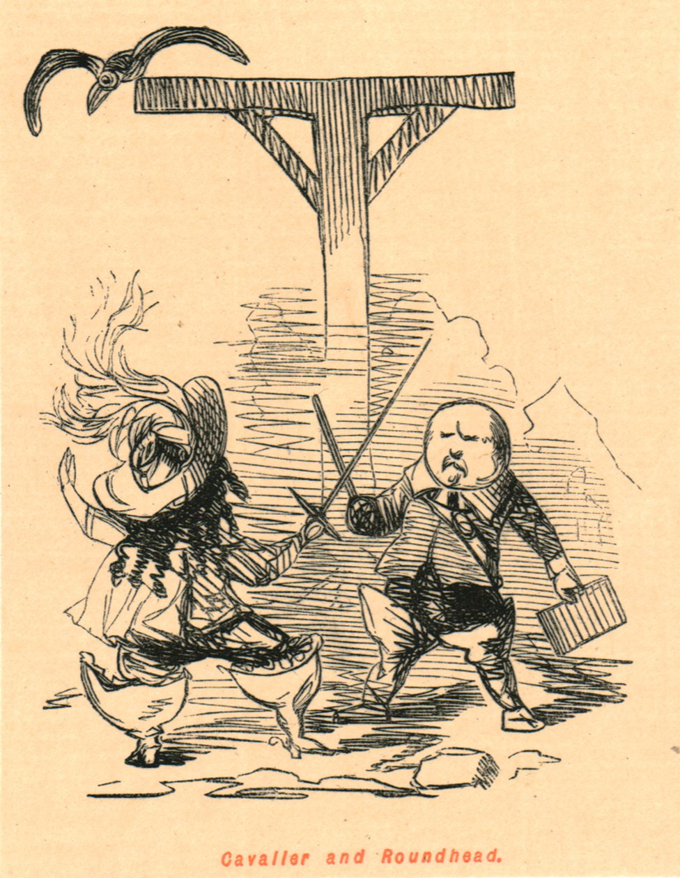 Cavalier and Roundhead, 1897. af John Leech