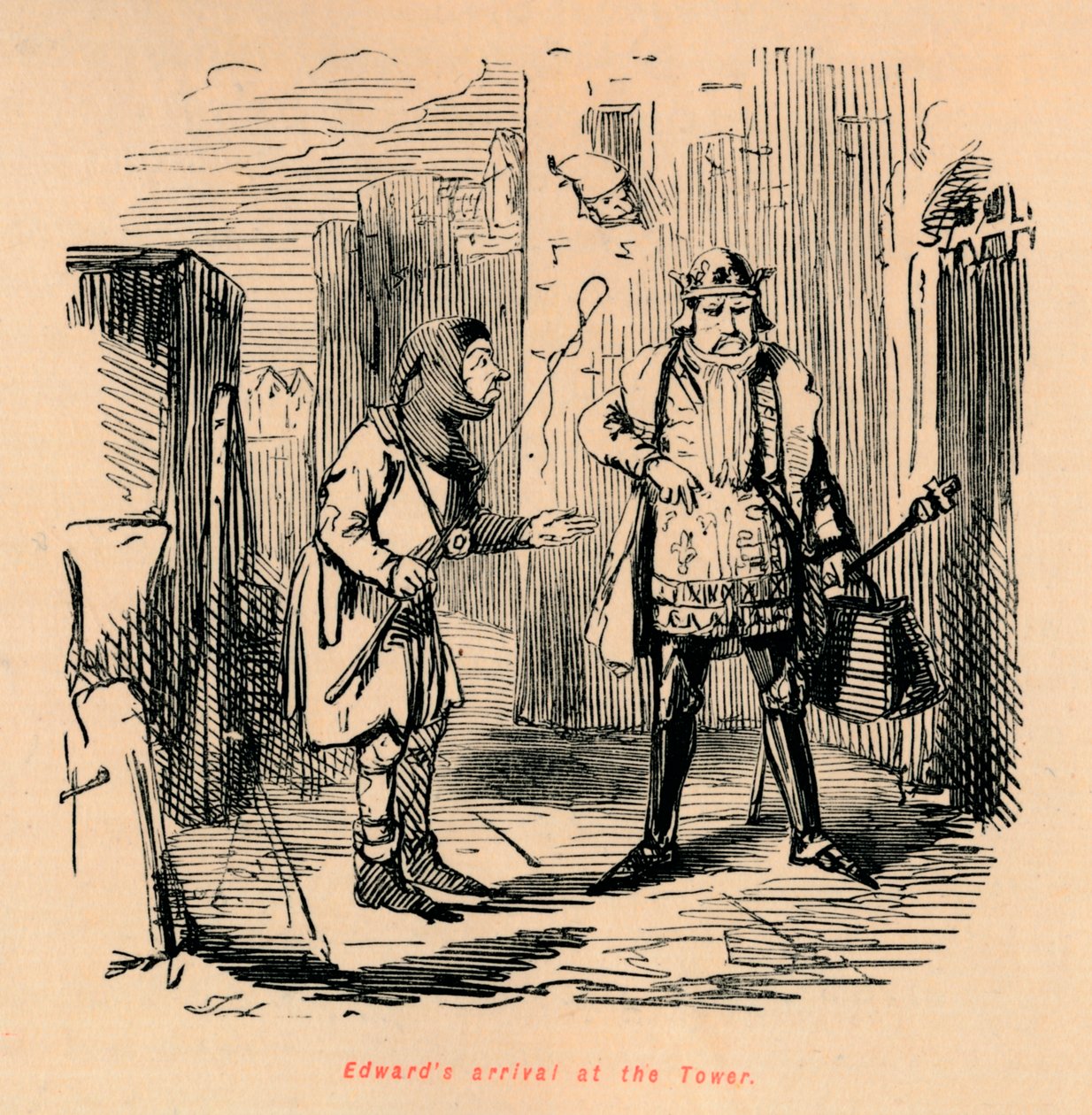 Edwards ankomst til tårnet, c1860, c1860 af John Leech