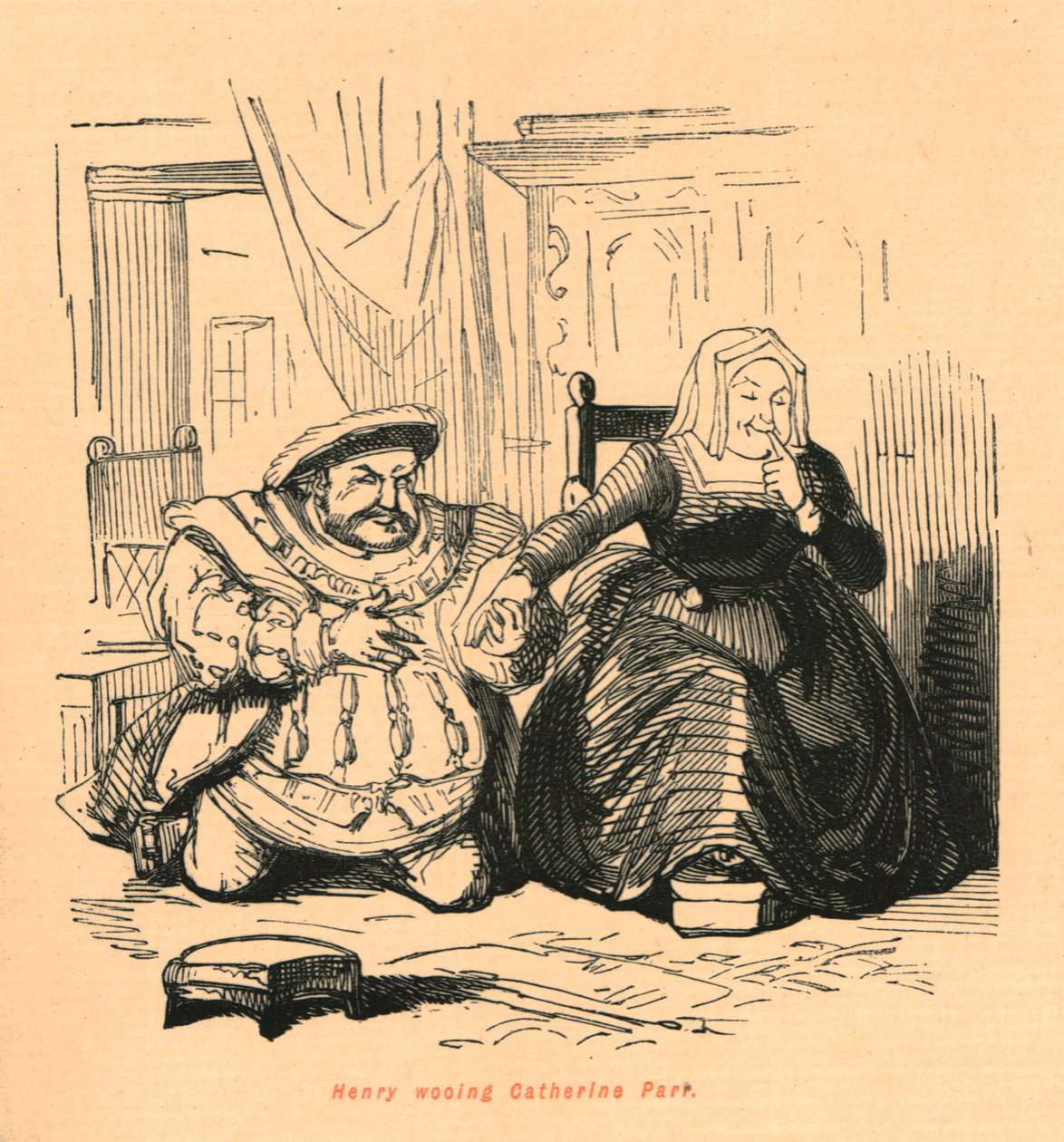 Henry bejler til Catherine Parr, 1897. af John Leech