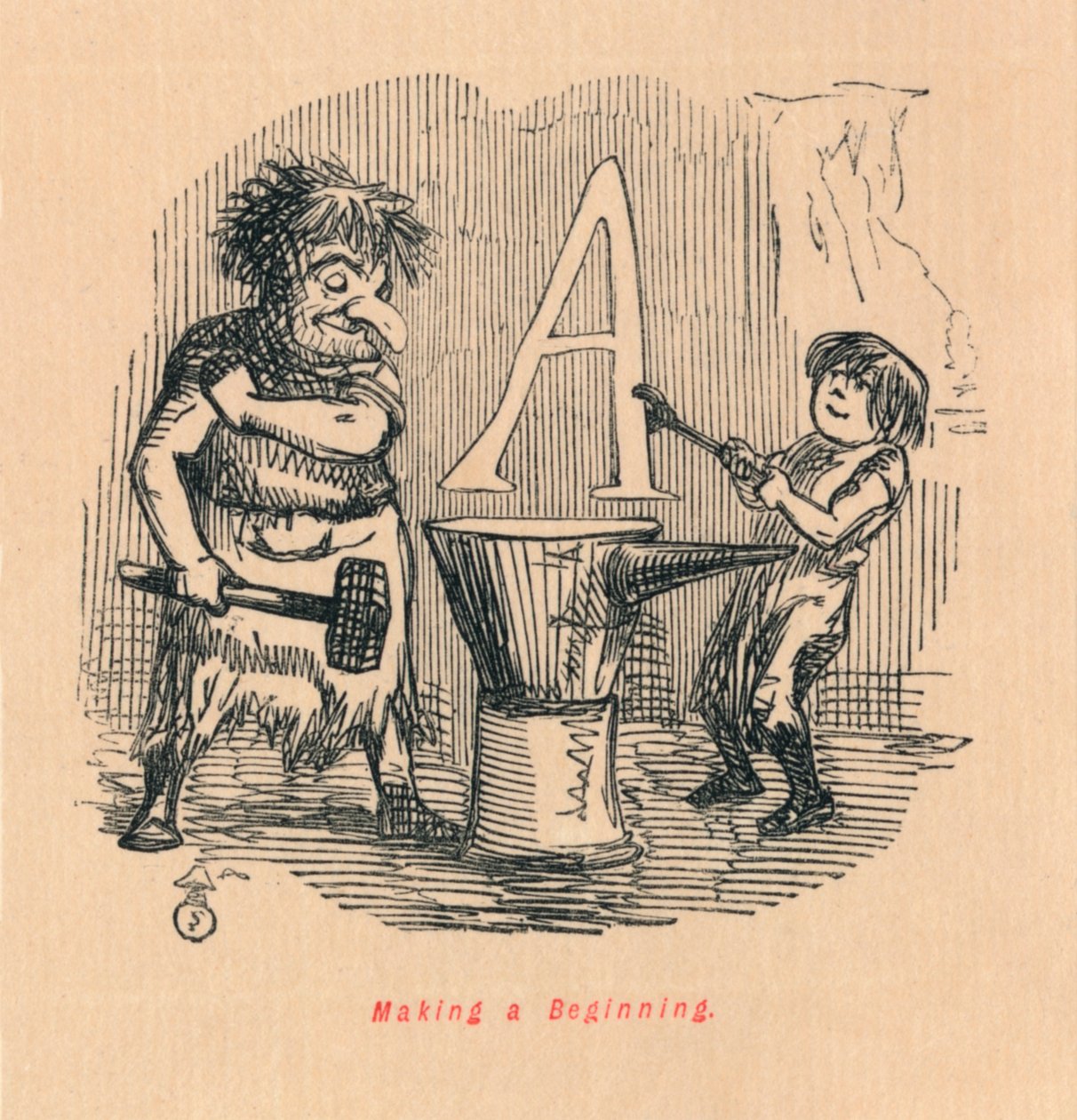 Making a Beginning, c1860, 1860 af John Leech