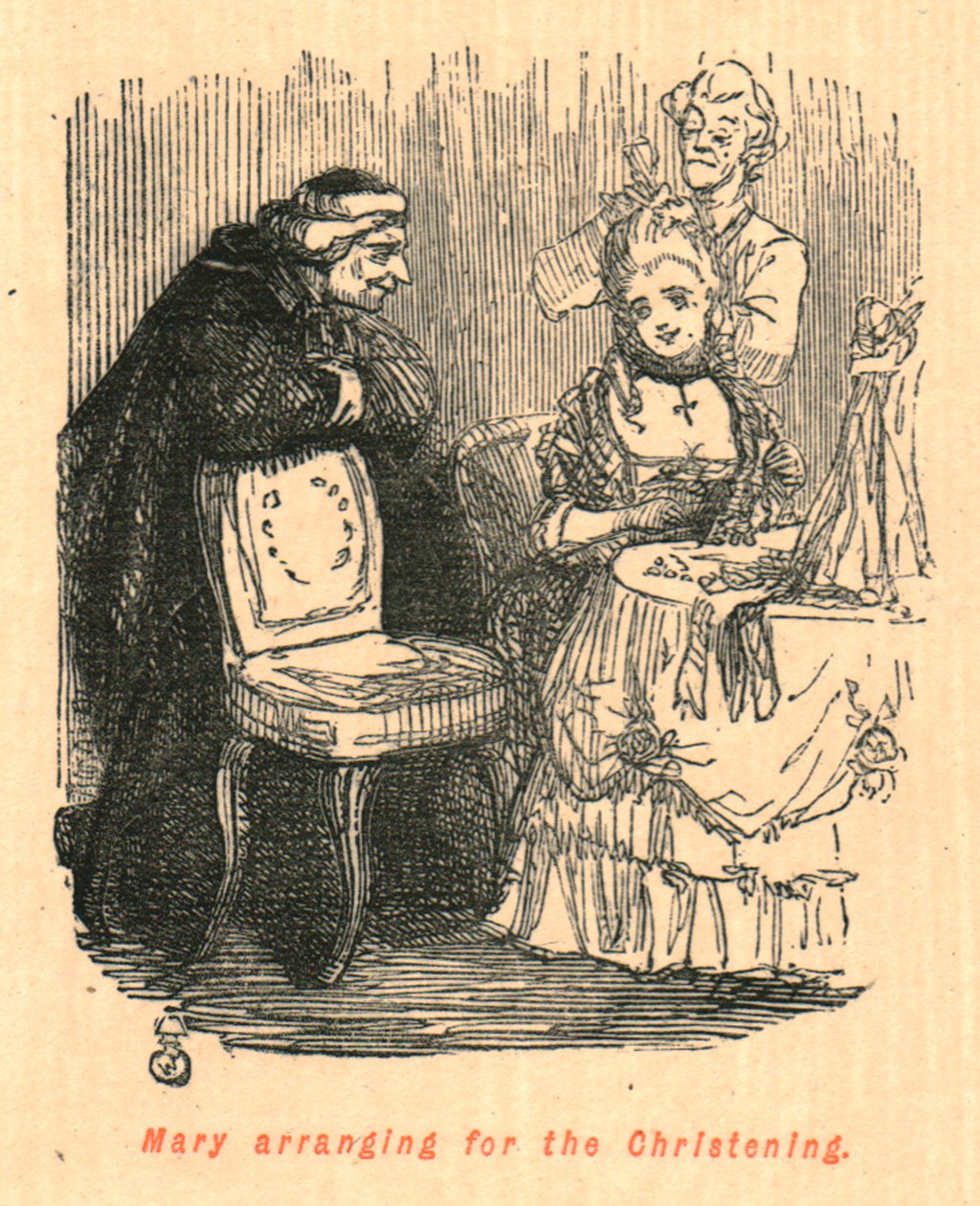 Maria sørger for dåben, 1897. af John Leech