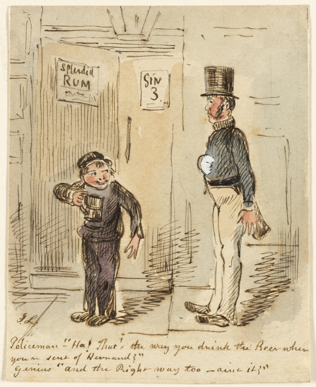 Politimand og dreng af John Leech