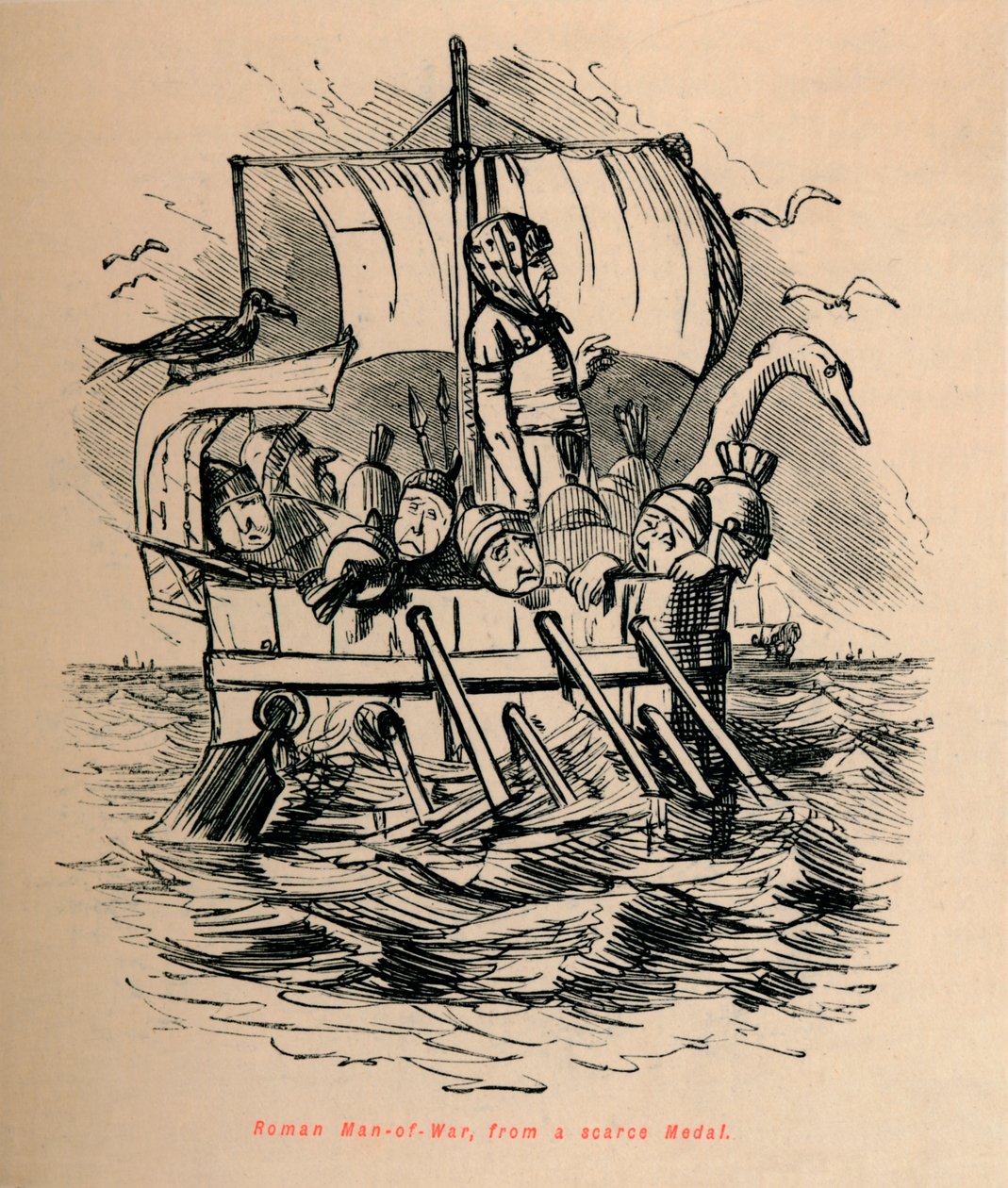 Romersk krigsmand, fra en knap medalje, 1852 af John Leech