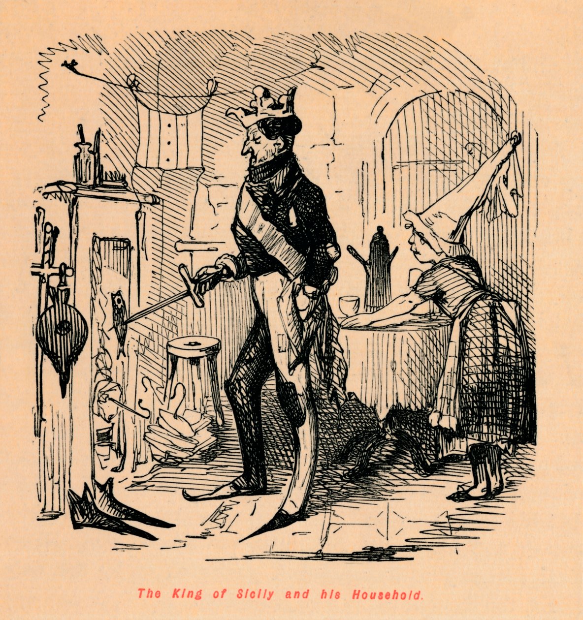 Kongen af Sicilien og hans husstand, af John Leech