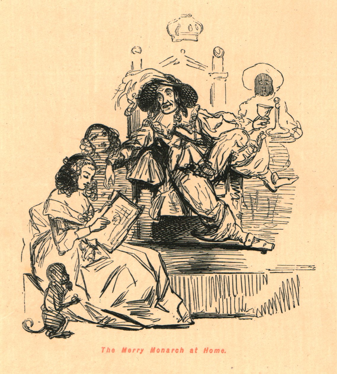 The Merry Monarch at Home, 1897. af John Leech
