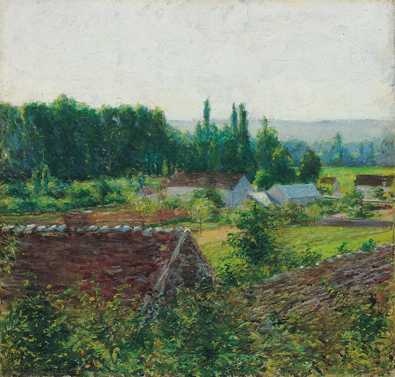 Bondehuse i Giverny, ca. 1890 af John Leslie Breck