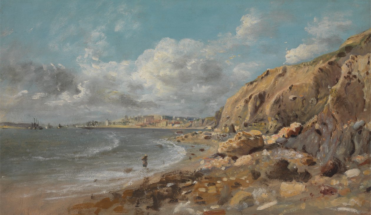 Kystscene ved Cullercoats nær Whitley Bay af John Linnell