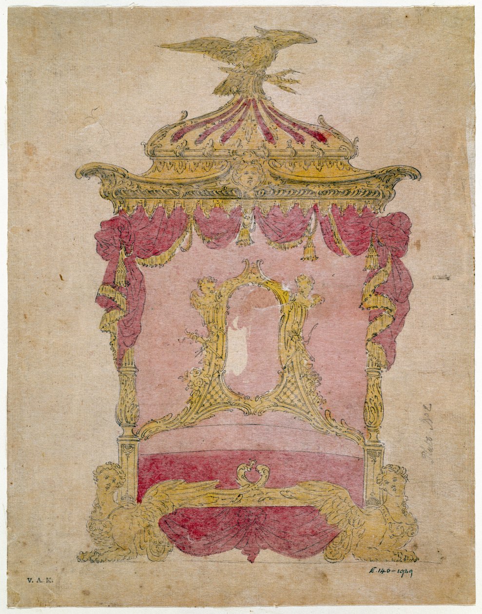 Design til en seng, ca. 1755-60 af John Linnell