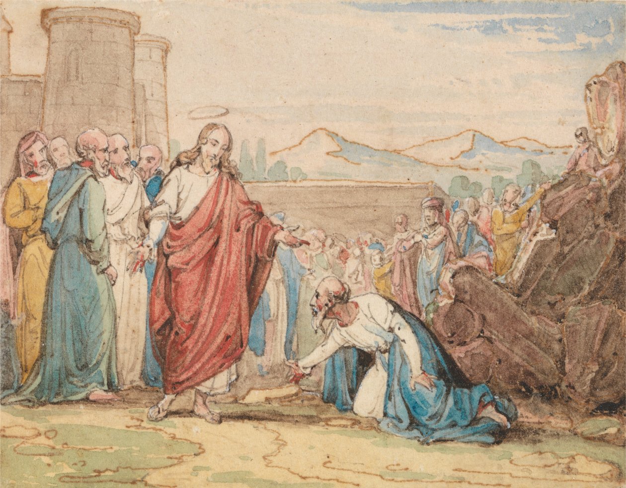 En ældre mand, der beder Kristus af John Martin
