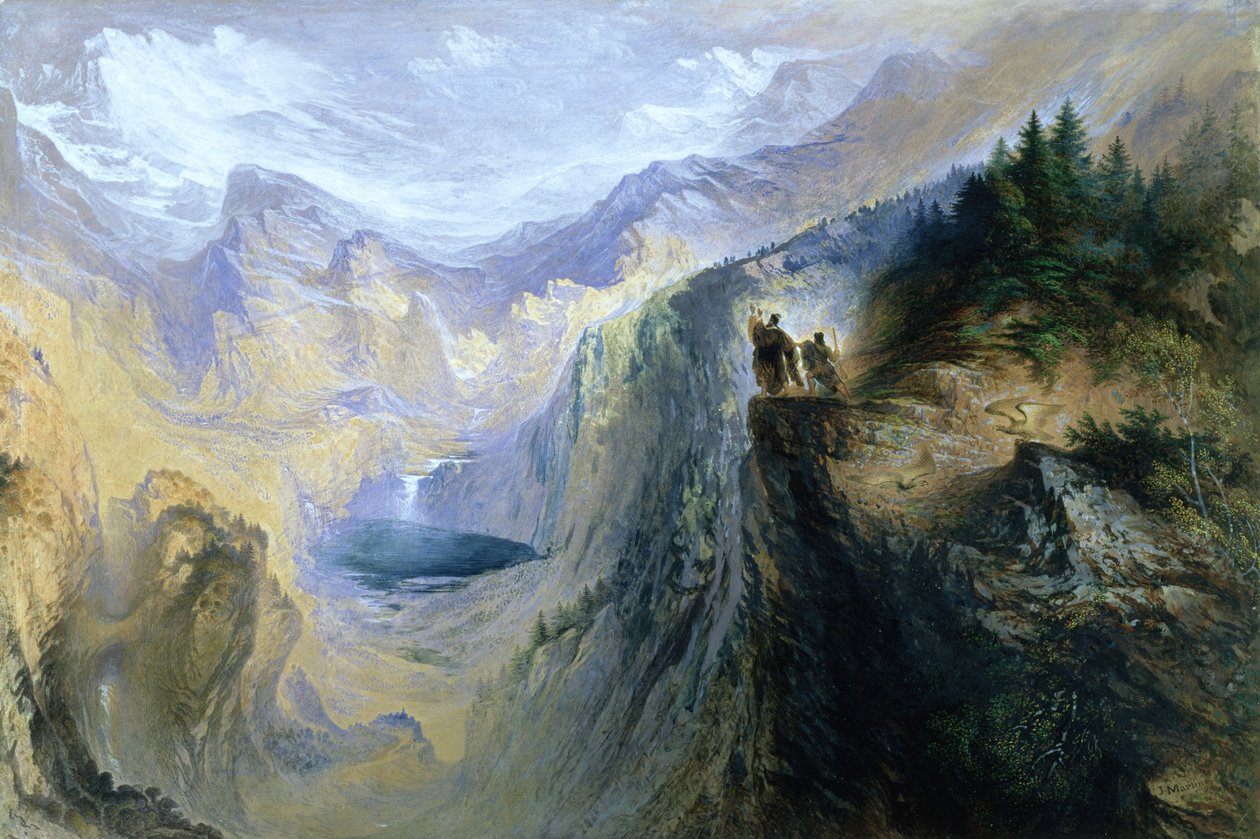 Manfred på Jungfrau, 1837 af John Martin