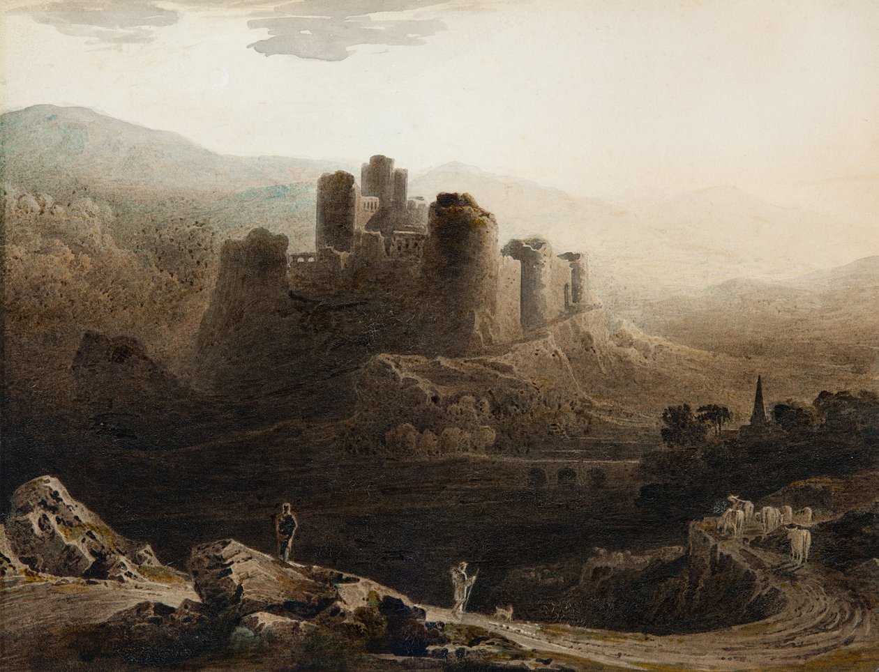 Måneskin - Chepstow Castle af John Martin