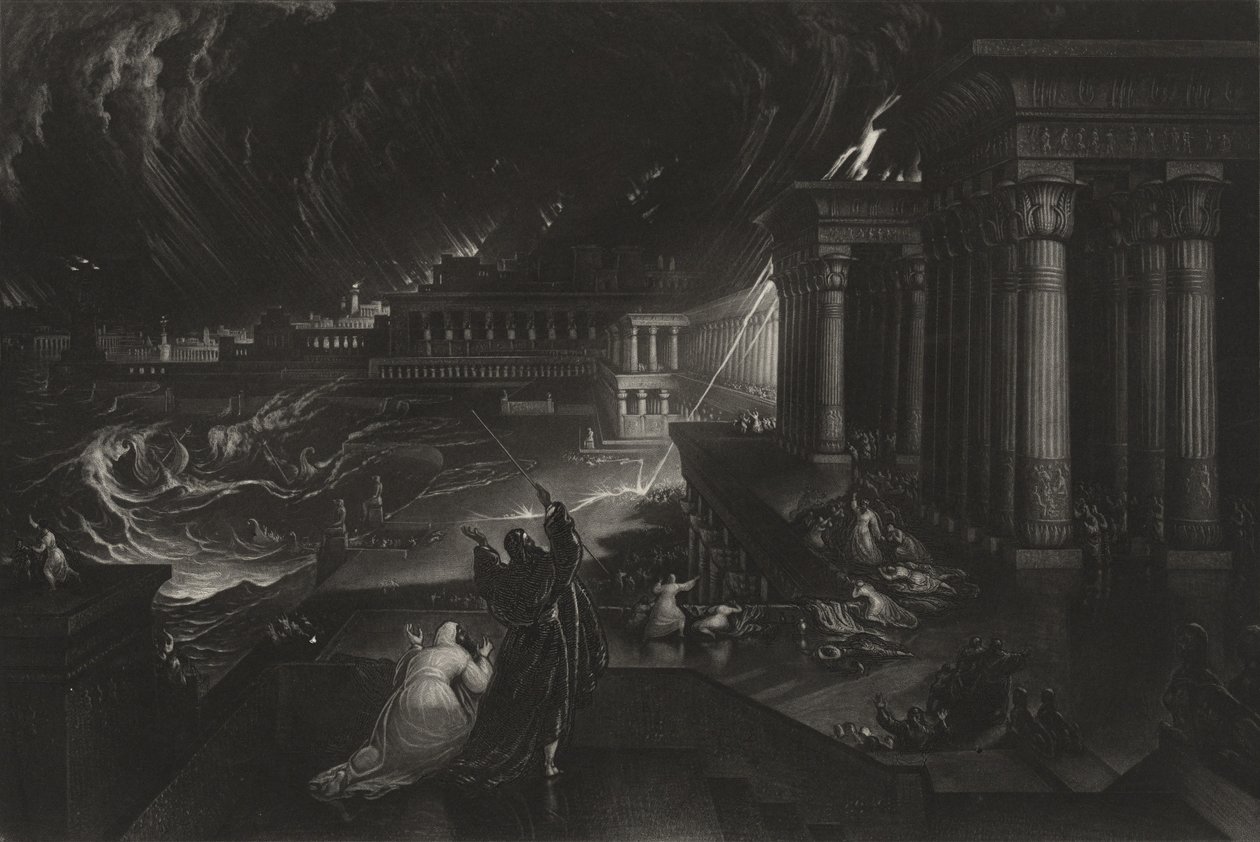 Syvende plage, ca. 1824 (mezzotint) af John Martin