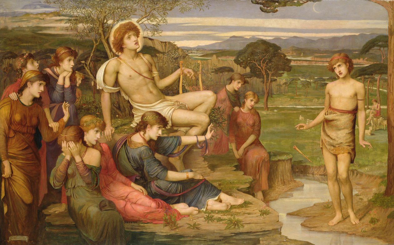 Apollon og Marsyas af John Melhuish Strudwick