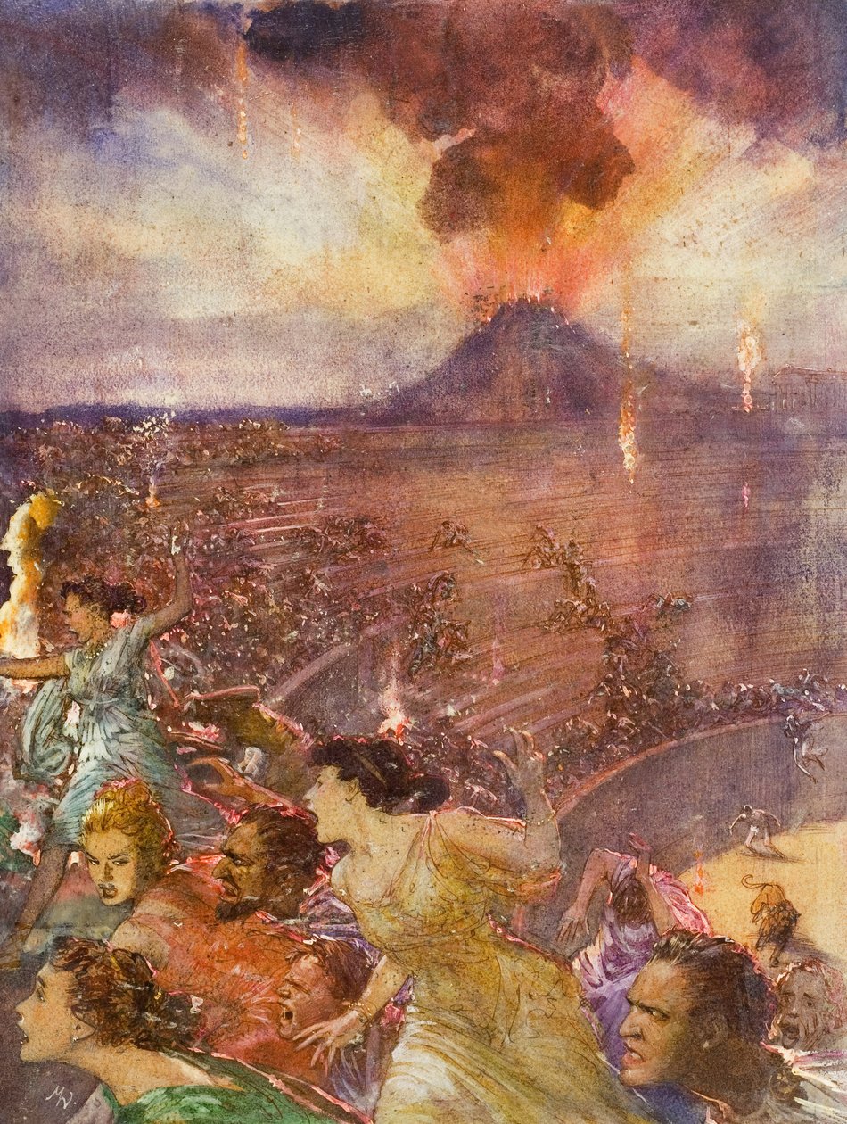Vesuvs udbrud (gouache på papir) af John Millar Watt