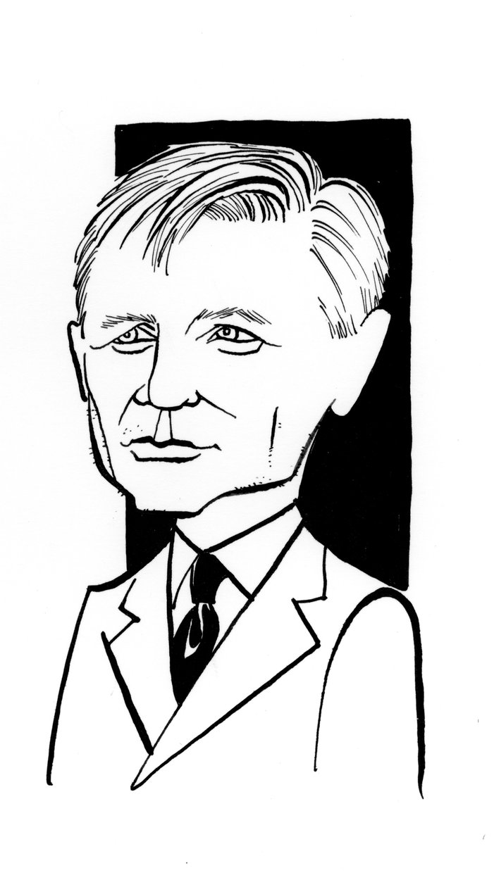 Daniel Craig karikatur, engelsk skuespiller: b af John Minnion