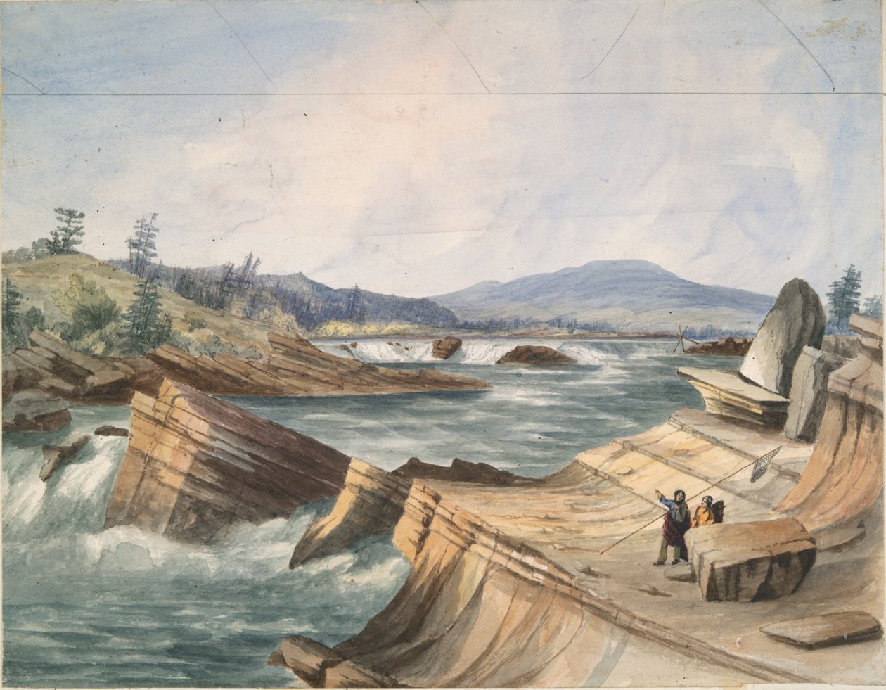 Kettle Falls, Columbia River af John Mix Stanley