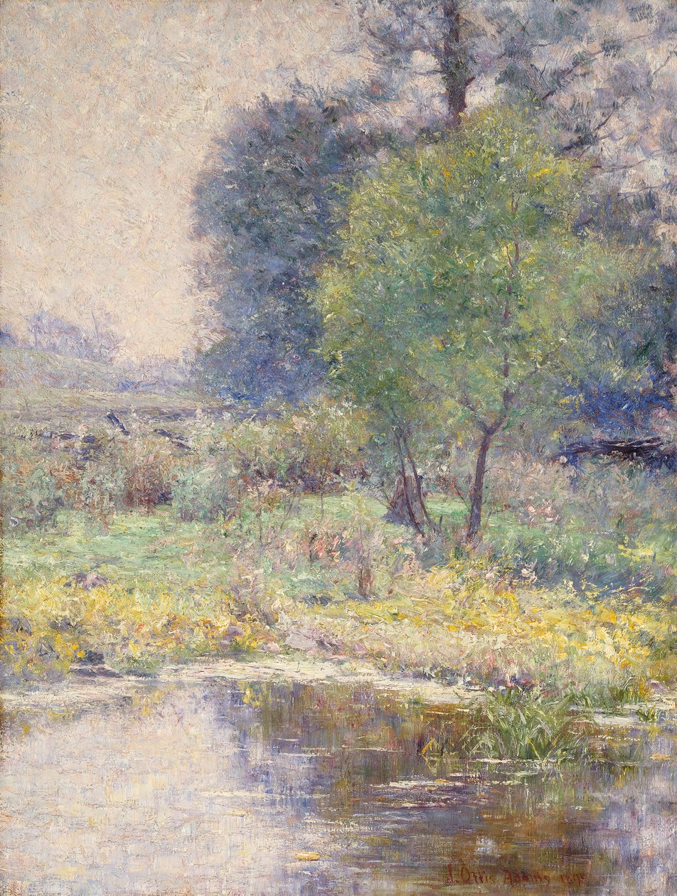 Spring Landscape (olie på lærred) af John Otis Adams