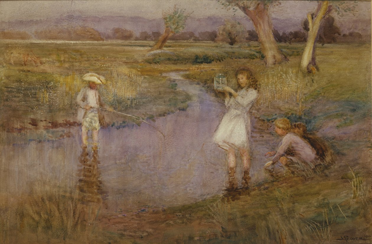 Catching Minnows - Town Meadows, Maidstone, Kent af John Pedder