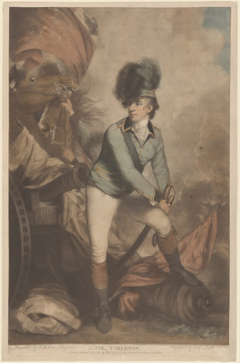 Oberstløjtnant Tarleton, udgivet 1782. af John Raphael Smith