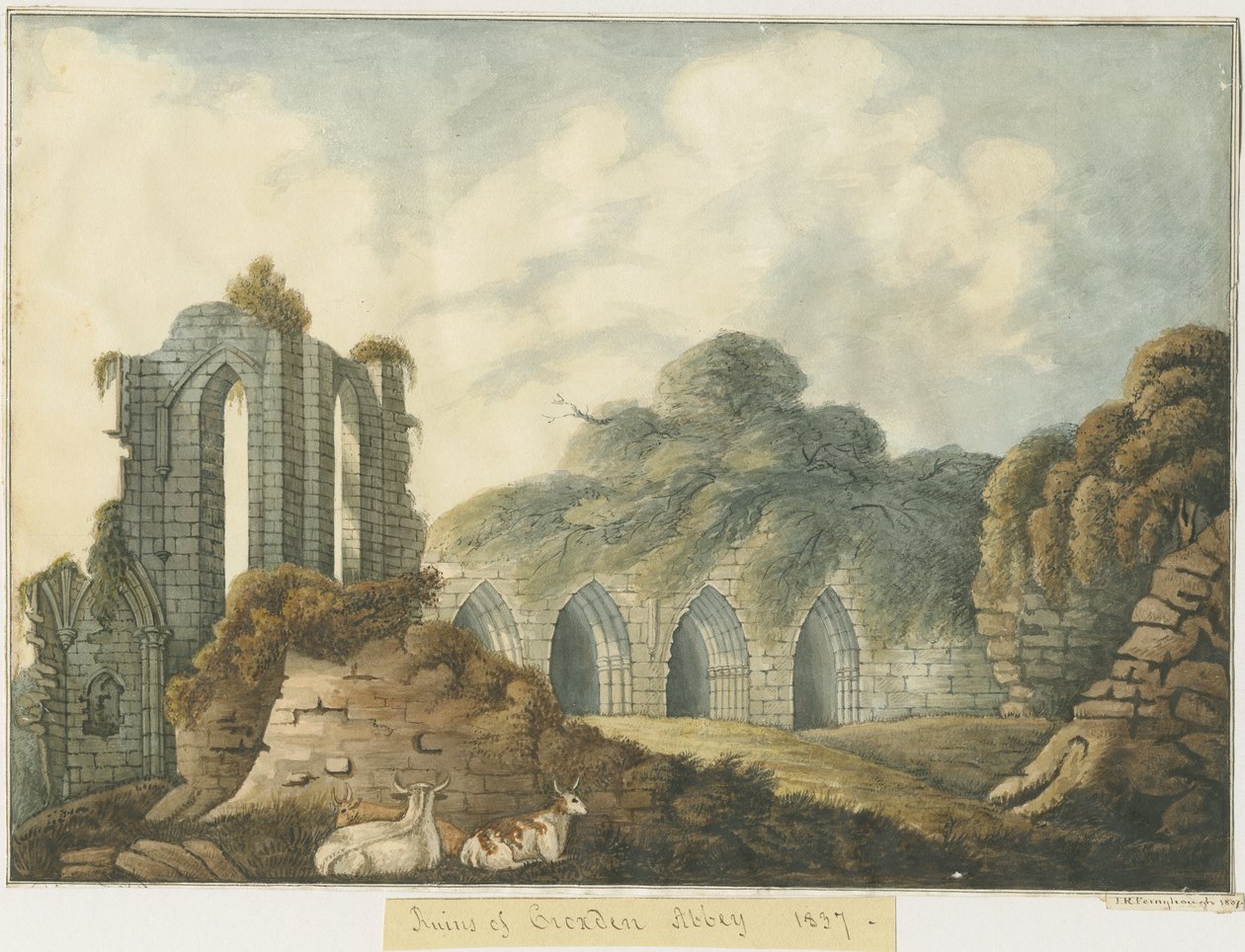 Croxden Abbey: vandfarvemaleri af John Robert Fernyhough